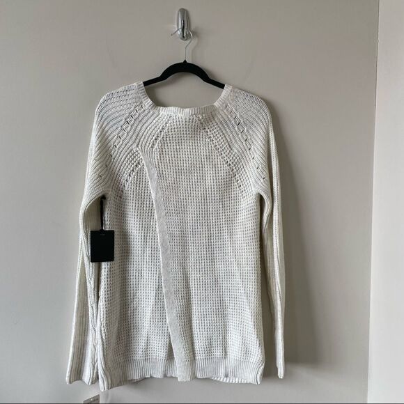 Trouvé-Chunky Knit Ivory/Grey Split Back Sweater - Picture 2 of 14